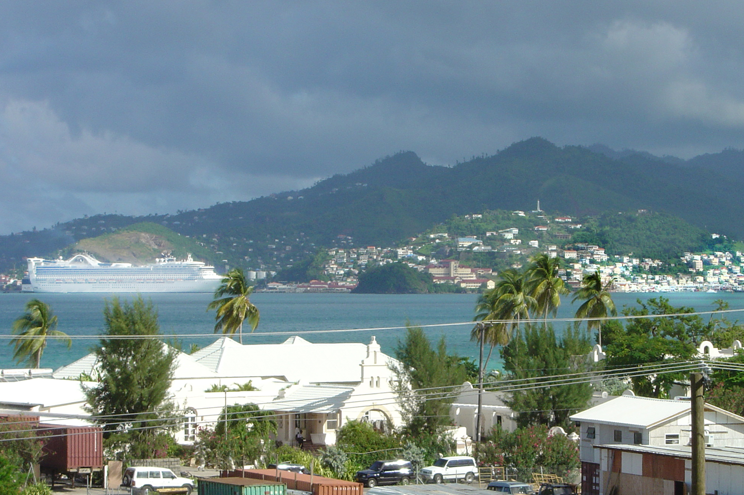 Cruise ship reaching the Caribbean Island Grenada